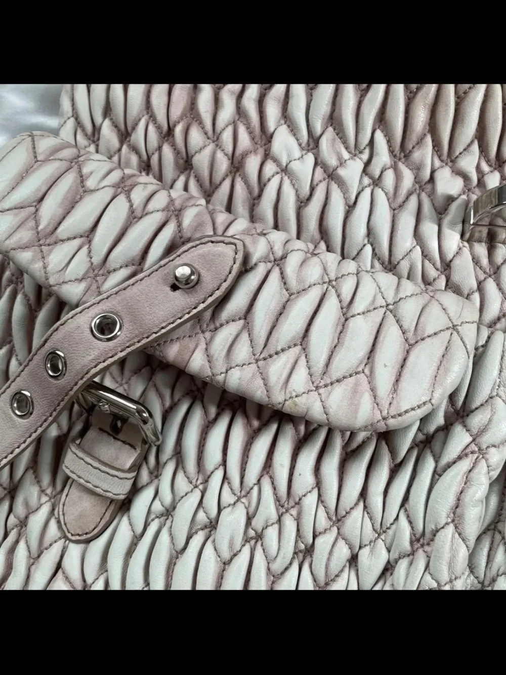 Miu Miu Pale Pink Quilted Braided-Handle Shoulder Bag